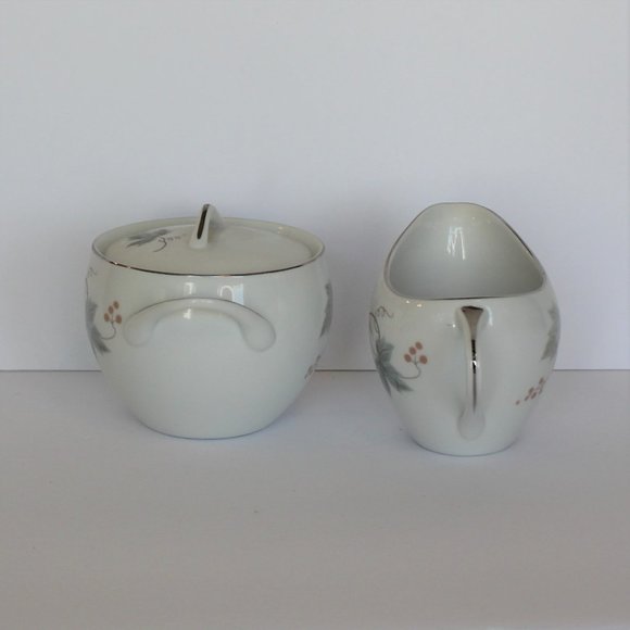 Vintage Sango Fine China Silver Rimmed Sugar and Creamer in Excellent Condition - Picture 3 of 6